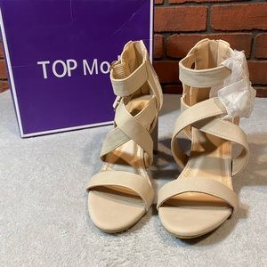 Top Moda Beige Konner Ankle Strap‎ Women’s Heels Size 7
